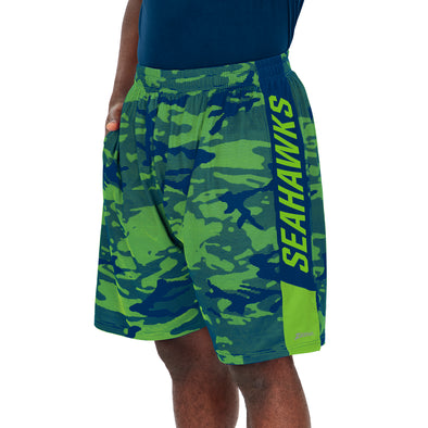 Zubaz Men's NFL Seattle Seahawks Lightweight Shorts with Camo Lines