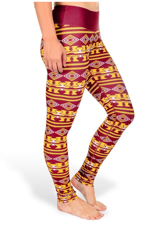 NCAA Women's Arizona State Sun Devils Aztec Print Leggings, Red