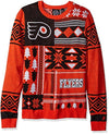 KLew NHL Men's Philadelphia Flyers Patches Ugly Sweater, Orange/Black