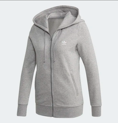 Adidas Women's Trefoil Essentials Zip Up Hoodie, Medium Grey Heather