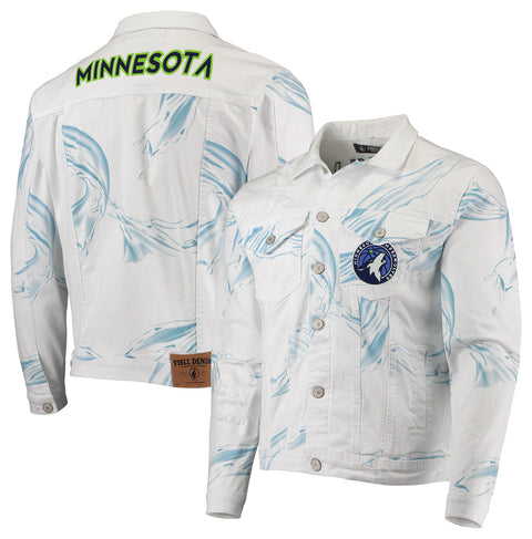 FISLL NBA Men's Minnesota Timberwolves Team Classic Denim Jacket