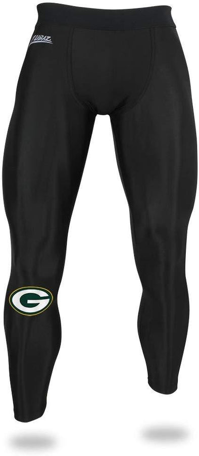 Zubaz NFL Men's Green Bay Packers Active  Compression Black Leggings
