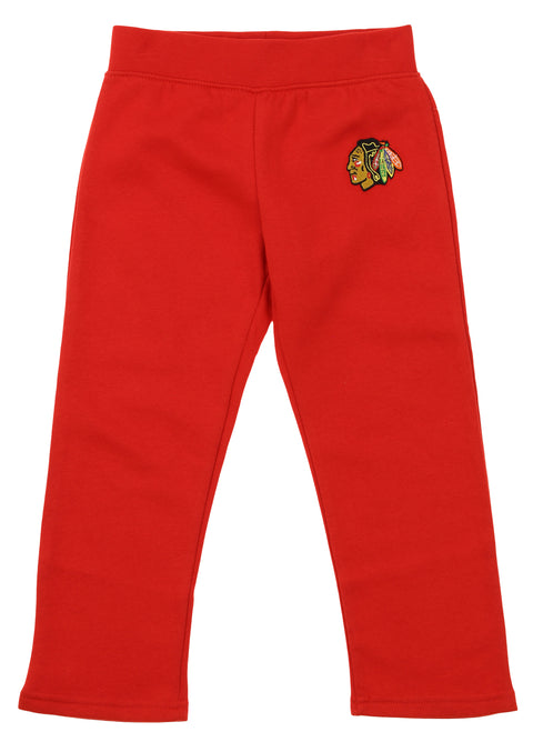 Old Time Hockey NHL Little Girl's Chicago Blackhawks Fleece Pant, Red