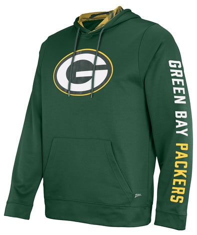 Zubaz NFL Men's Green Bay Packers Solid Team Hoodie with Camo Lined Hood