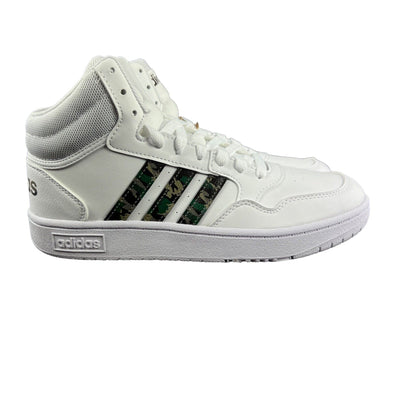 Adidas Kids Hoops Mid 3.0 Basketball Shoes,  White/Green Camo