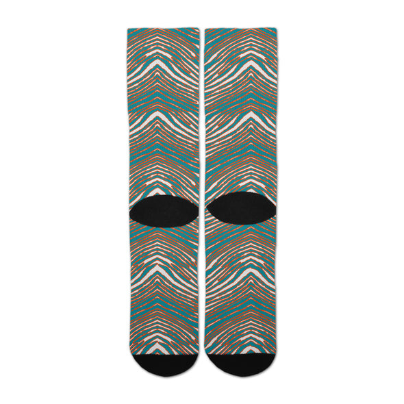 Zubaz by For Bare Feet NFL Youth Miami Dolphins Zubified Dress Socks, One Size