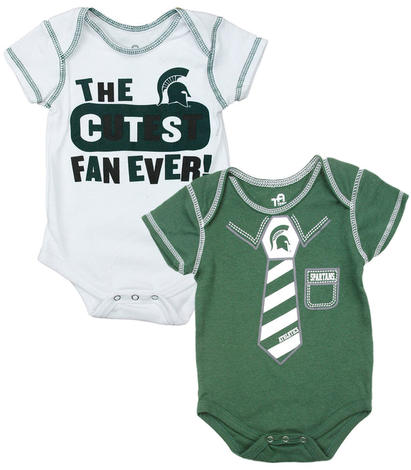 NCAA College Infant Boys Michigan State Spartans 2 Pack Creeper Bodysuit Set