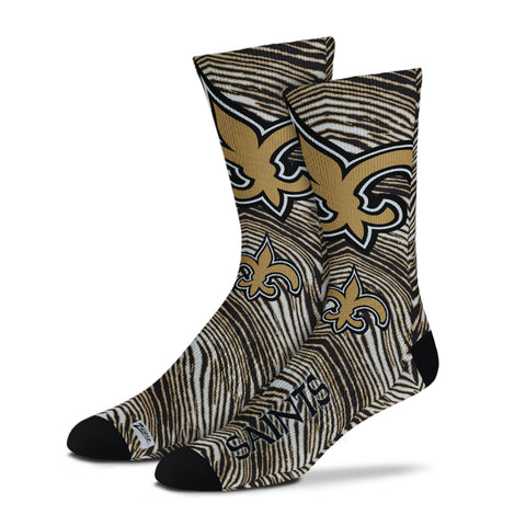 Zubaz By For Bare Feet NFL Adults Unisex New Orleans Saints Zubified Dress Socks, Large