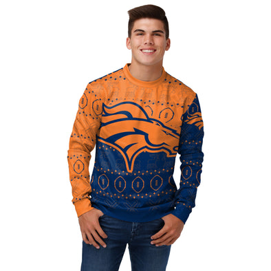 FOCO Men's NFL Denver Broncos Ugly Printed Sweater