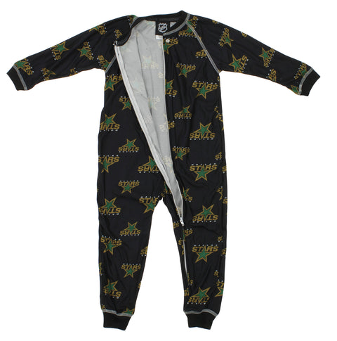 NHL Toddlers Dallas Stars Full Zip Raglan Logo Print Coverall, Black