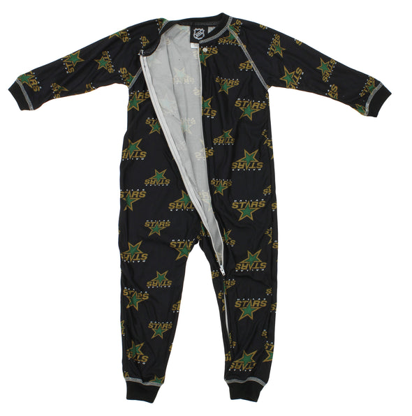 NHL Toddlers Dallas Stars Full Zip Raglan Logo Print Coverall, Black