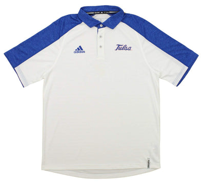 Adidas NCAA Men's Tulsa Golden Hurricanes Coaches Polo, White / Blue