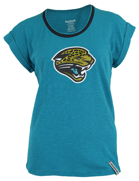 Reebok NFL Women's Jacksonville Jaguars Ramp Up Rhinestone Tee Shirt