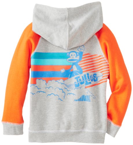 Paul Frank Kids Surf Hooded Sweatshirt Sweater Hoodie -Heather Grey / Orange