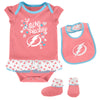 Outerstuff NHL Infant Girls Tampa Bay Lightning Pink Love Hockey Creeper Set