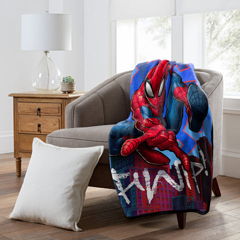 Northwest Marvel Spiderman Silk Touch Sherpa Throw Blanket 50 X 60