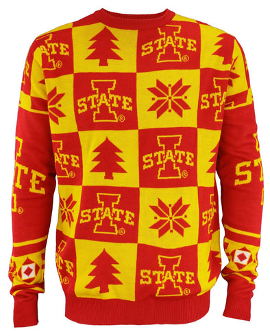 FOCO NCAA Men's Iowa State Cyclones Patches Ugly Crew Neck Sweater
