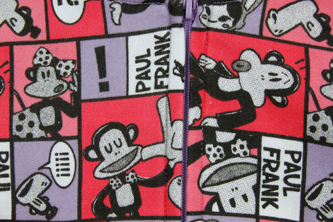 Paul Frank Toddler Girl's Julius Zip Up Comic Strip Hoodie Sweatshirt, Violet