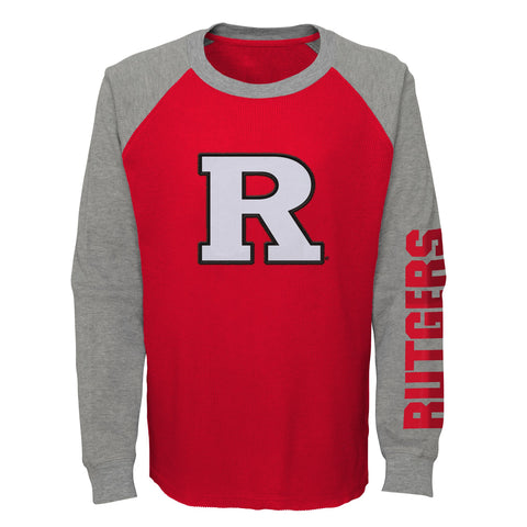 Outerstuff NCAA Kids Rutgers Scarlet Knight Warm Up Raglan Thermal Shirt