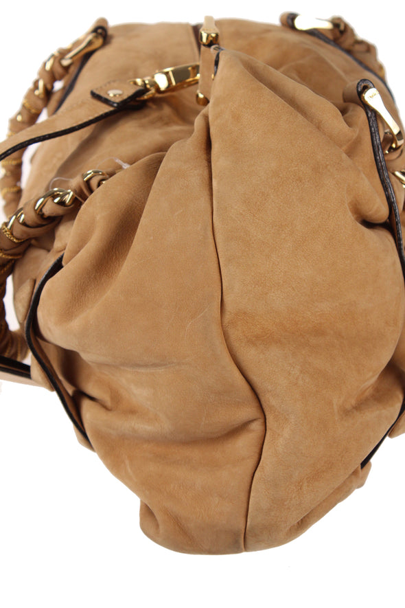 Be&D Big Spring Satchel Suede Leather Bag - Beige