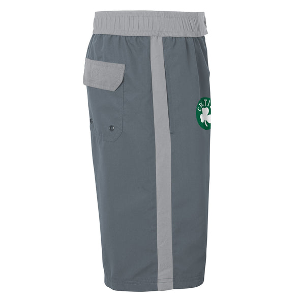 Outerstuff Boston Celtics NBA Boys Youth (8-20) Heat-Wave Swim Shorts, Grey