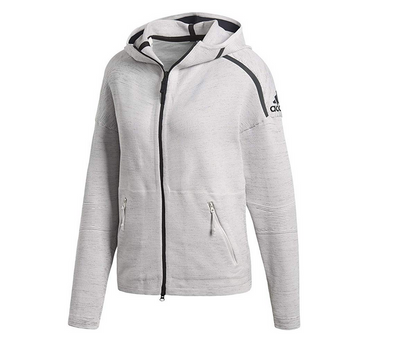 Adidas Women's Z.N.E. Primeknit Zip Up Hoodie, Chalk Pearl