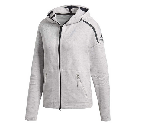 Adidas Women's Z.N.E. Primeknit Zip Up Hoodie, Chalk Pearl