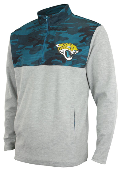 ZUBAZ Men's NFL Jacksonville Jaguars 1/4 Zip Fleece Pullover With Camo Lines