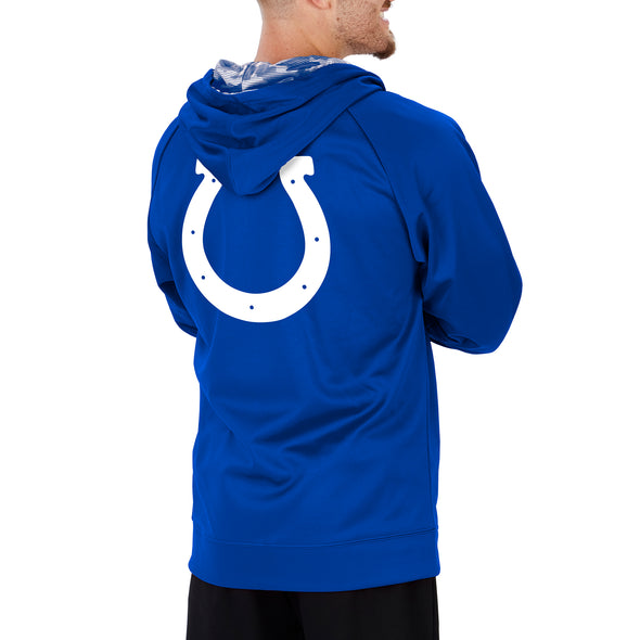 Zubaz NFL Men's Indianapolis Colts Full Zip Camo Hoodie With Team Color Camo Lines