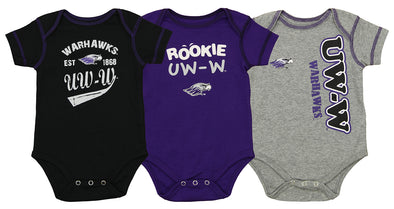 OuterStuff NCAA Infant Wisconsin Whitewater Warhawks 3 Piece Bodysuit Set