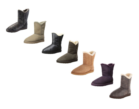 Koolaburra Women's Double Halo Short Leather Slip On Ankle Snow Boot, Many Colors