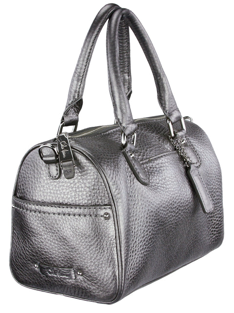 Cole Haan Leather Bag Classic Purse Small Shoulder Bag - Silver Gray Pewter