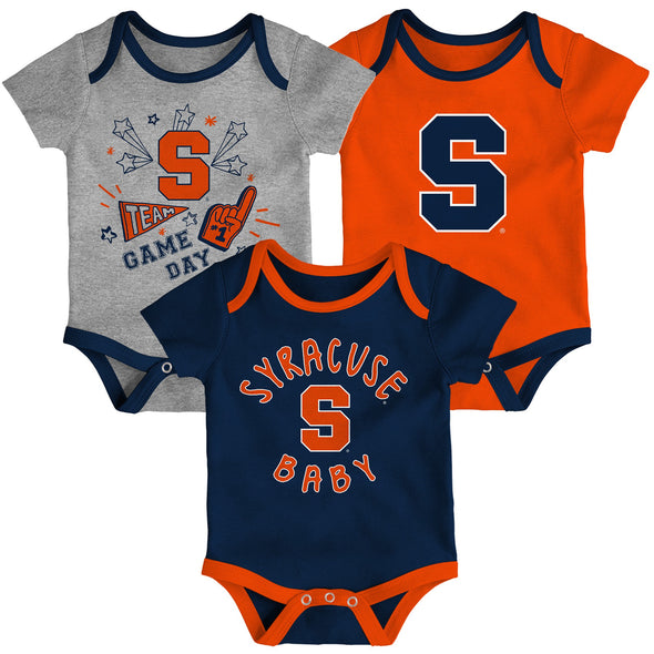 Outerstuff Syracuse Orange NCAA Infant Champs 3-Piece Creeper Set, Navy/Orange/Grey