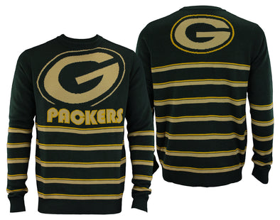 Forever Collectibles NFL Men's Green Bay Packers Retro Stripe Crew Neck Sweater