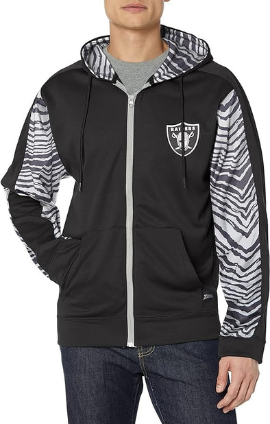 Zubaz Men's Las Vegas Raiders Team Color Zebra Accent Full Zip Hoodie