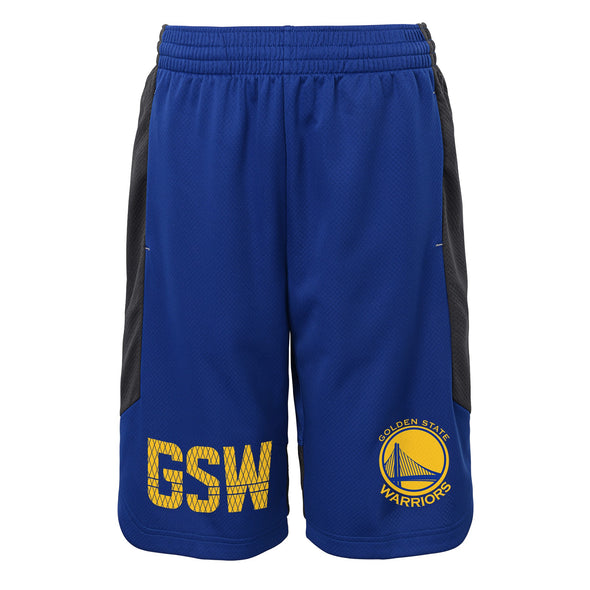 Outerstuff Golden State Warriors NBA Boys Youth (8-20) Jump Ball Shorts, Blue