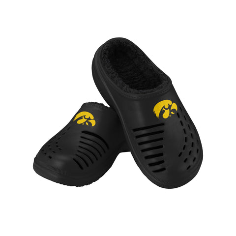 FOCO NCAA Men's Iowa Hawkeyes Sherpa Lined Big Logo Clogs