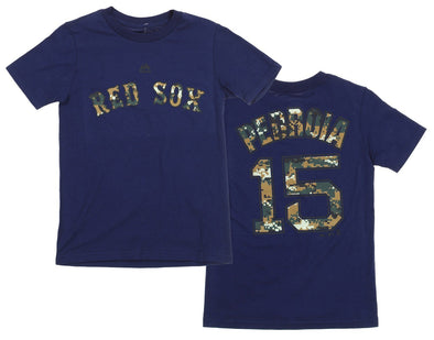 MLB Boys Youth Outerstuff Boston Red Sox Dustin Pedroia #15 USMC Woodland Camo Logo T-Shirt