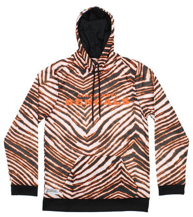 Zubaz NFL Football Men's Cincinnatti Bengals Zebra Print Touchdown Hoodie