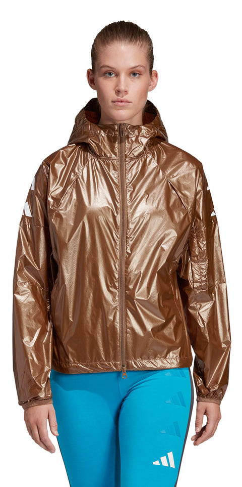 adidas Women's Pack W.N.D.Full Zip Hooded Wind Jacket, Copper Metalic