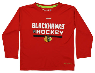 Reebok NHL Kids Chicago Blackhawks Long Sleeve Performance Tee, Red