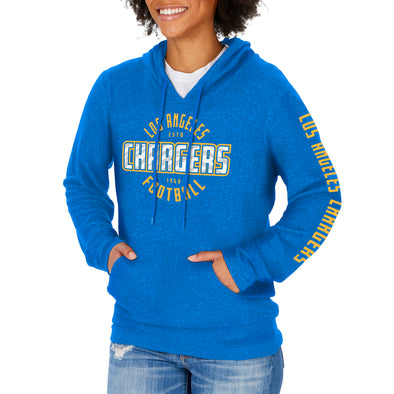 Zubaz NFL Women's Los Angeles Chargers Marled Soft Pullover Hoodie