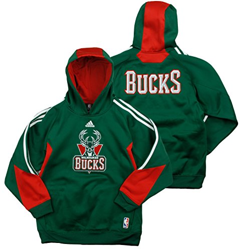 Adidas NBA Youth Boy's Milwaukee Bucks On The Court Pull Over Hoodie, Green
