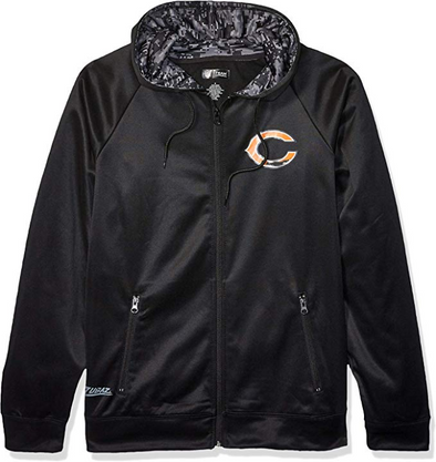 Zubaz NFL Men's Chicago Bears Full Zip Digital Camo Hood Hoodie, Black