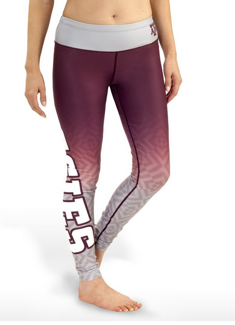 NCAA Women's Texas A&M Aggies Gradient Print Leggings, Maroon