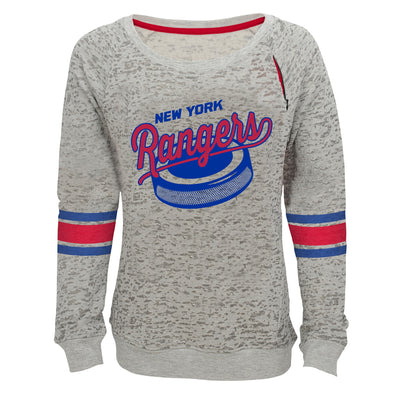 Outerstuff NHL Youth Girls New York Rangers Lucky Puck Boat Neck Pullover Top