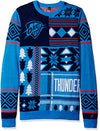 Klew NBA Men's Oklahoma City Thunder Patches Ugly Sweater, Blue