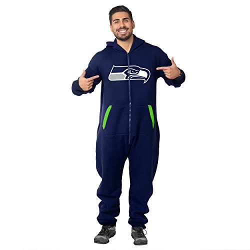 Forever Collectibles NFL Unisex Seattle Seahawks Logo Jumpsuit, Navy