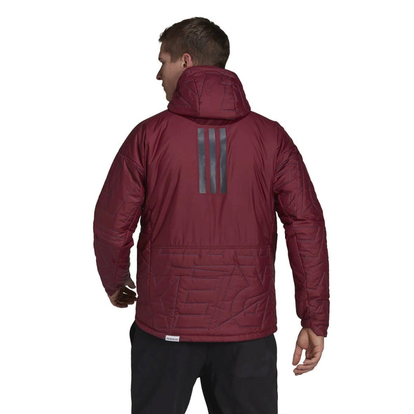 adidas Men's Terrex Myshelter Primaloft Hooded Padded Jacket, Shadow Red