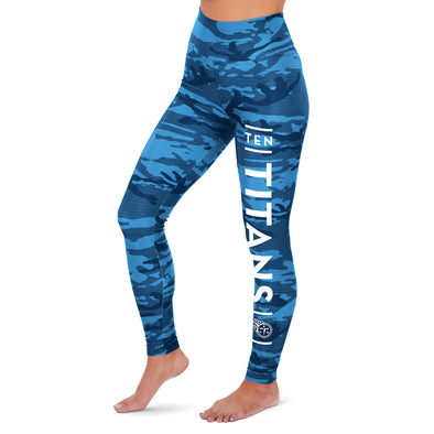 Zubaz NFL Women's Tennessee Titans Marled Camo Lines Leggings